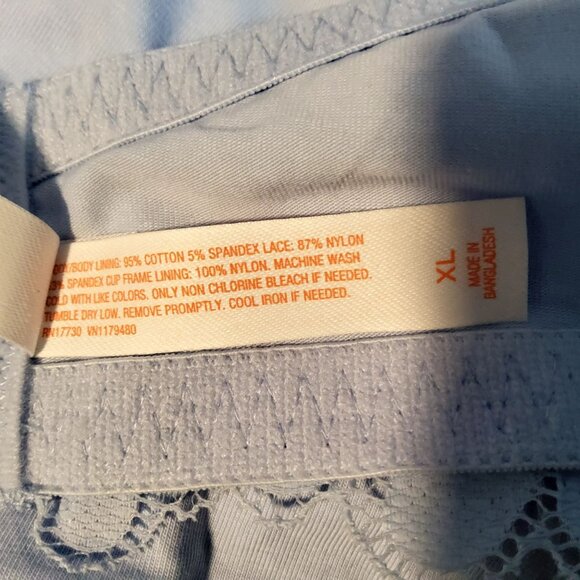 Light Blue Lace Bralette Size XL By Colsie Adjustable Halter Strap - Picture 6 of 7